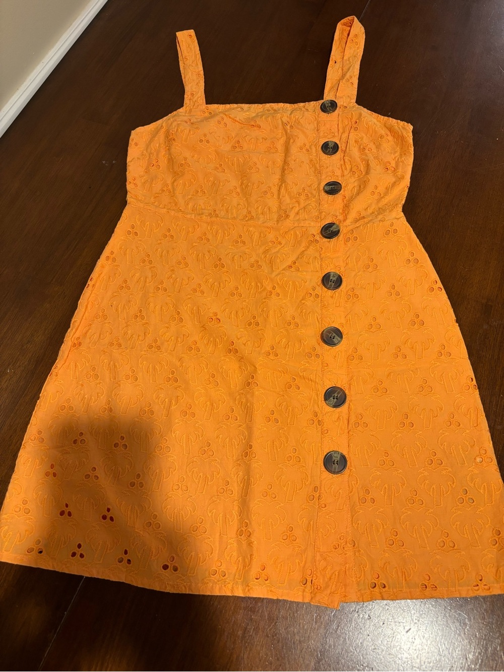 Orange Eyelet Button-Front Sundress